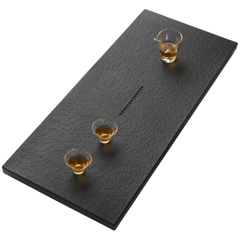 天然乌金石茶盘家用简约大小号茶海石头材中式客厅功夫茶具台托盘