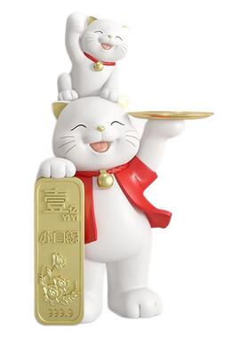 创意亲子招财大型落地路牌猫摆件新店铺开业送礼客厅办公室装饰品