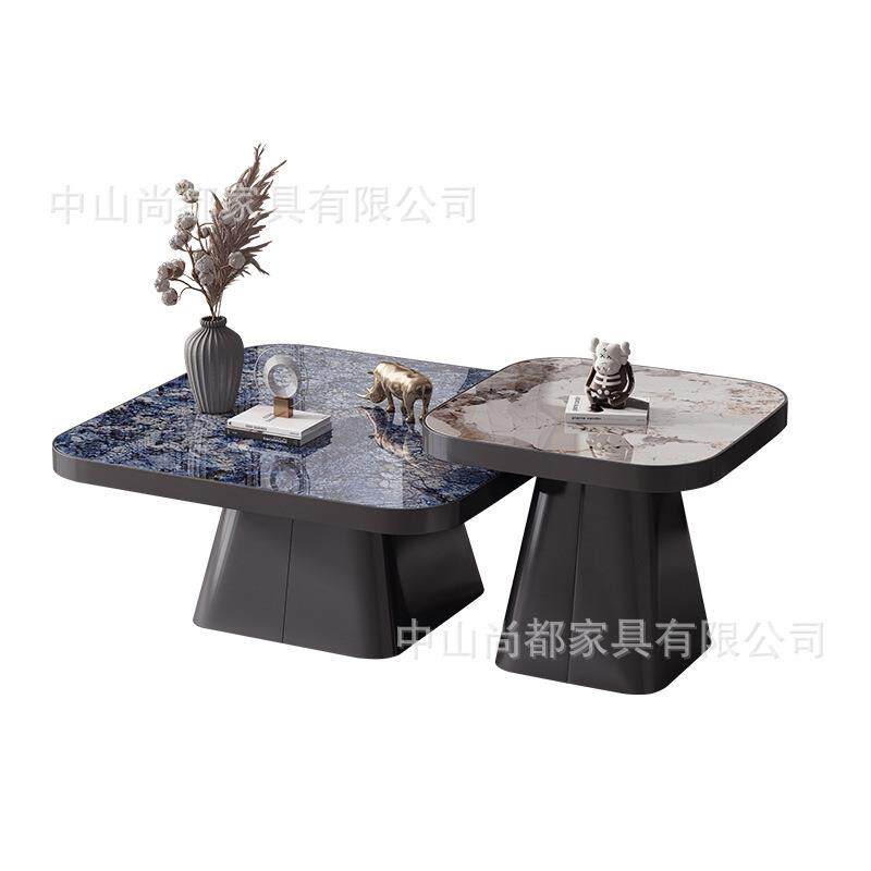 大理石茶几电视柜轻奢极简小户型客厅家用不锈钢组合茶几高级感