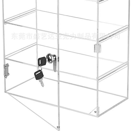 亚克力4层透明收藏品防尘零售展示柜带锁可拆卸搁板的锁定展示盒
