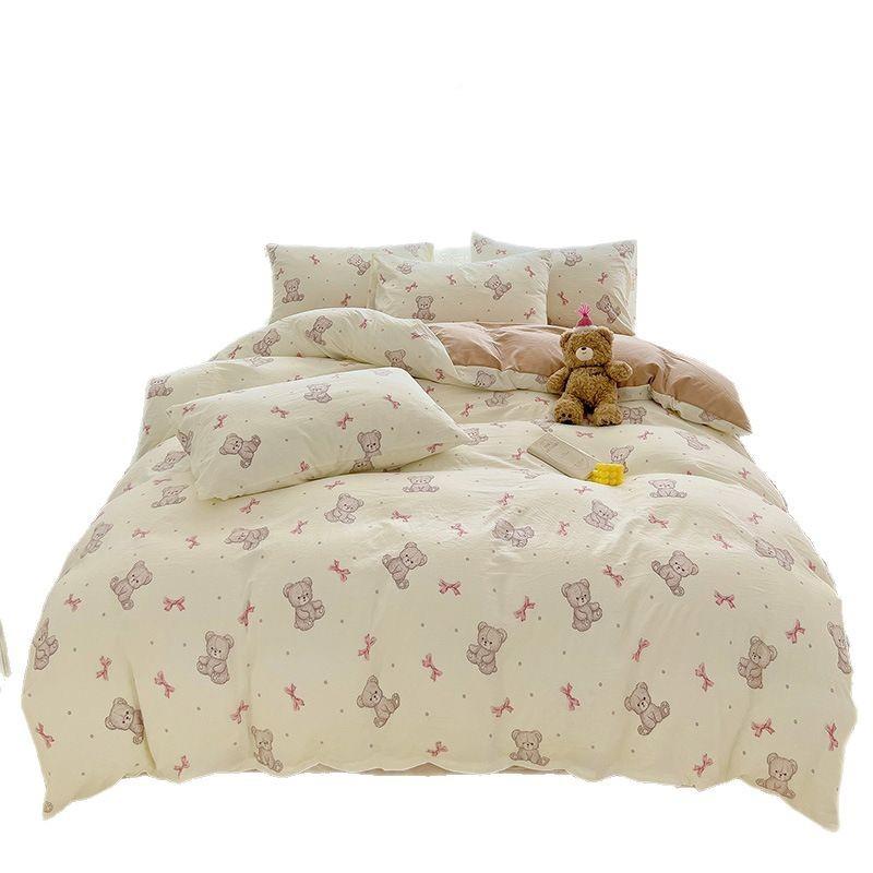 可机洗床单上GDMM四件套2025新款印通花被套儿童软亲肤床卡糯款三