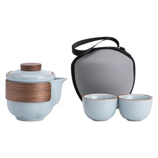 便携式户外旅行茶具五大名窑简约随身快客杯一壶二杯功夫茶具套装