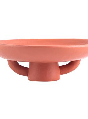 北欧简约果盘摆件样板房家居饰品ins风双耳高脚收纳托盘组合摆设