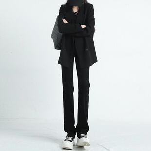 高腰显瘦梨形身材阔腿烟管裤 黑色窄版 春季 女2025年新款 直筒牛仔裤