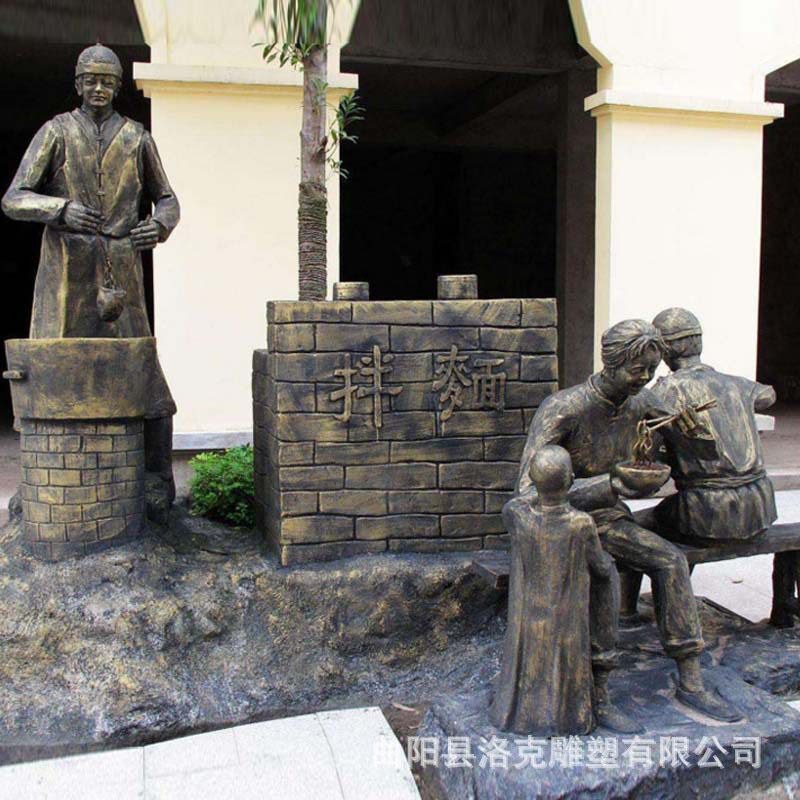 仿铜玻璃钢铸铜人物雕塑民俗农耕园林广场古城商业街小品景观摆件