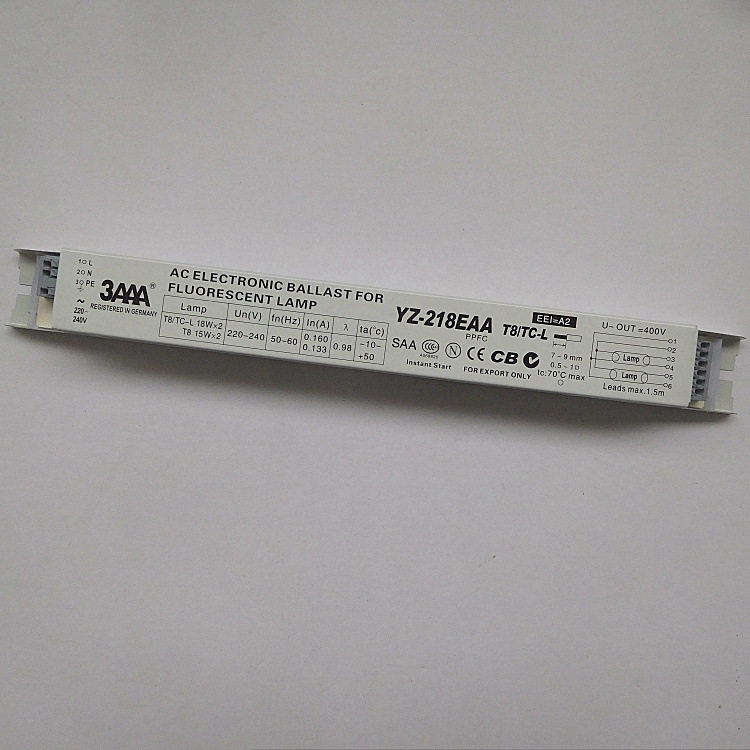 3AAA电子镇流器 YZ-218EAA T8/TC-L 一拖二电子镇流器 2X18 2X15W