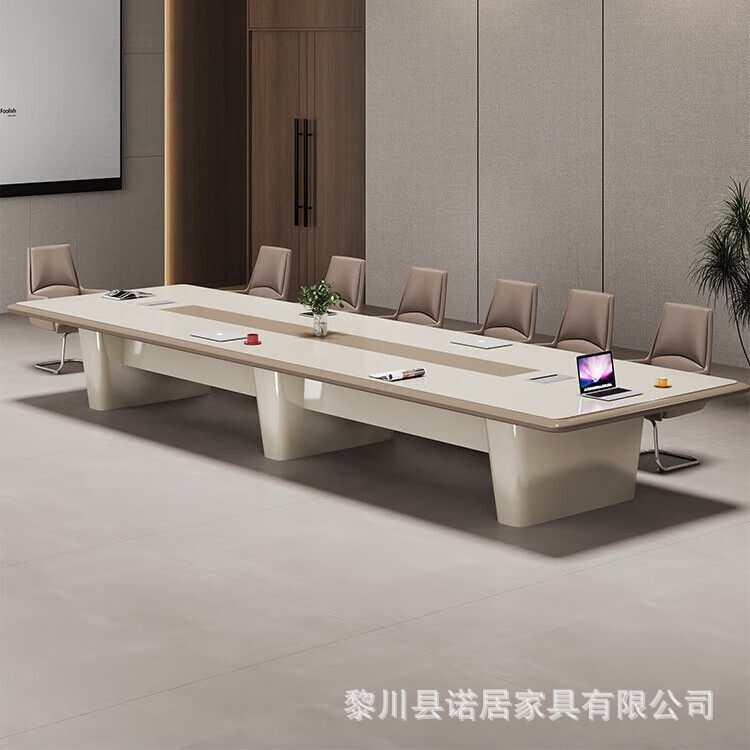 时尚烤漆会议桌简约现代高档洽谈桌会议室现代长条接待桌椅组合