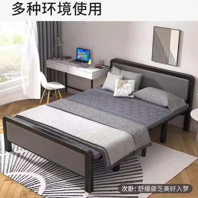 可折叠床家用单人床1.2米午睡床双人床四折便携1.5米午休床硬板床
