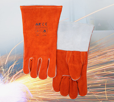 友盟 AP-0328 锈橙色直指烧焊手套 耐磨损隔热