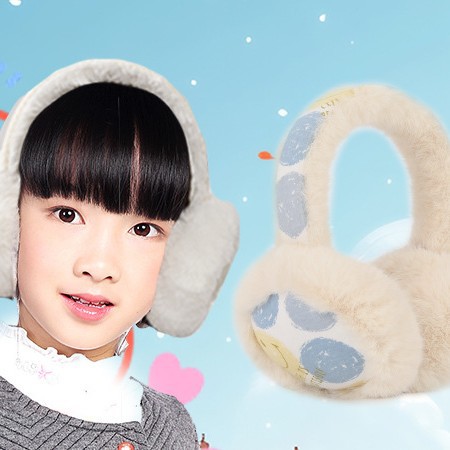 澄湖螺新品印花保暖耳套儿童10岁冬季耳包可折叠毛绒耳罩笑脸耳暖