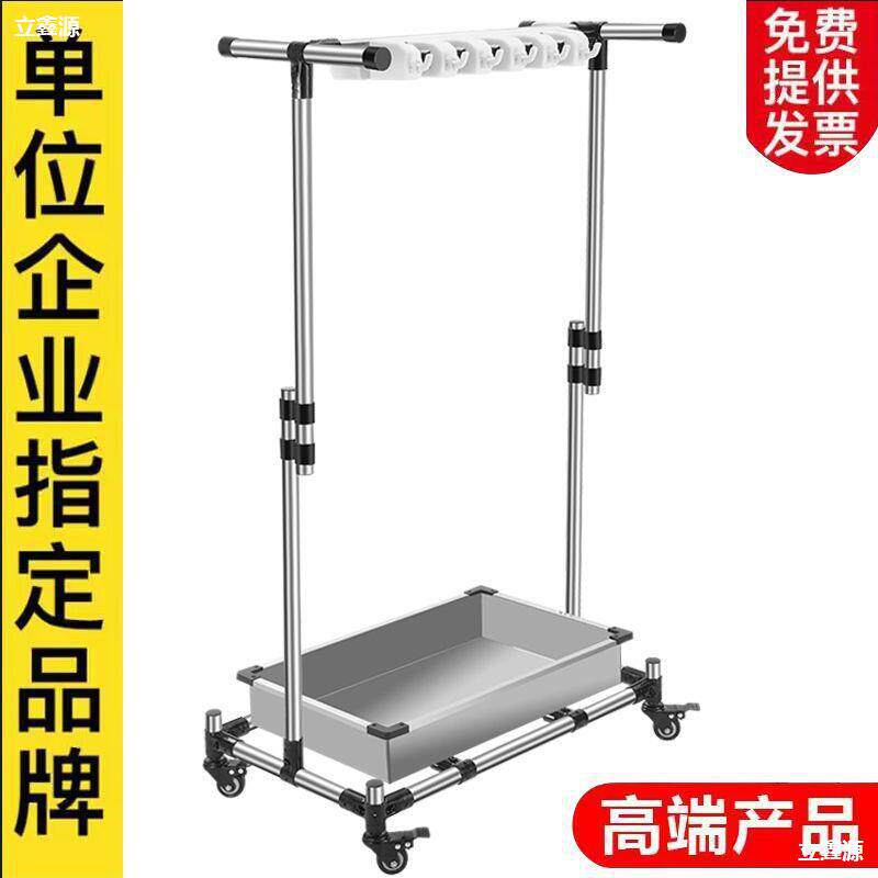 不锈钢落地拖把架移动置物架放扫把墩布架子阳台清洁工具收纳商用