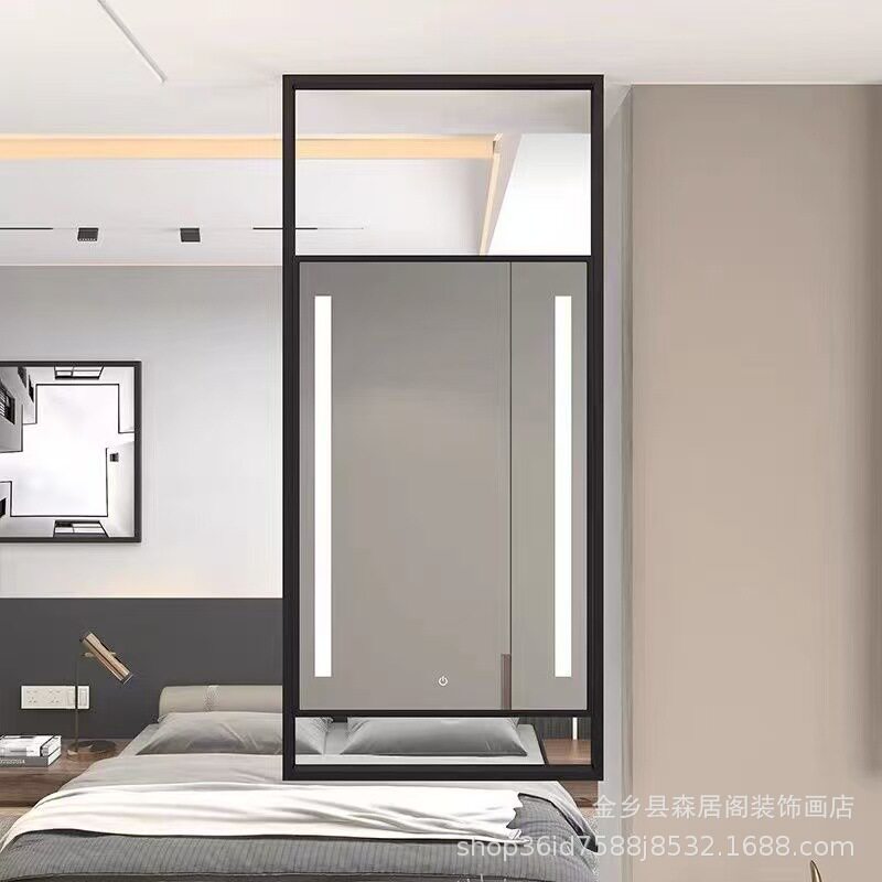 订置直角长方形镂空壁挂智能浴室镜吊镜悬空民宿酒店天花板智能镜