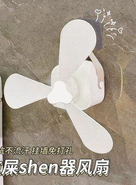 拉屎神器风扇夏天厕所卫生间壁挂免打孔吊扇大风力Rusb宿舍便携式