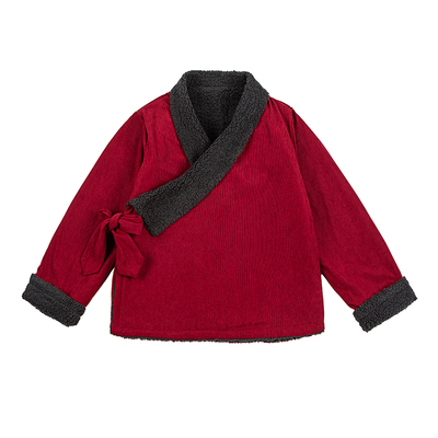 冬季加绒加厚斜襟开衫藏袍外套中式交领汉服保暖棉衣复古古风上衣