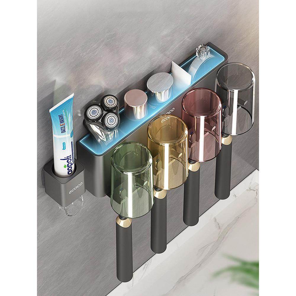 新款太空铝牙刷置物架可拆免打孔壁挂式家庭洗漱杯漱口杯收纳支架