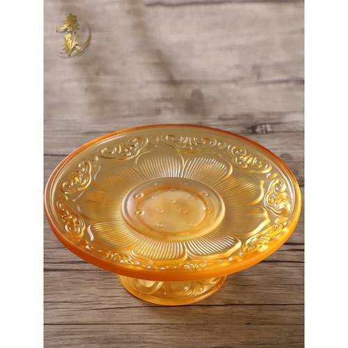 秦歌琉璃供盘果盘佛前供水果盘果碟客厅贡品盘家用八吉祥供果果盘