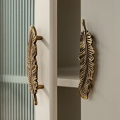 屿铜柜门黄铜拉手法式 复古橱柜抽屉衣柜门纯铜创意柜子古铜色把手