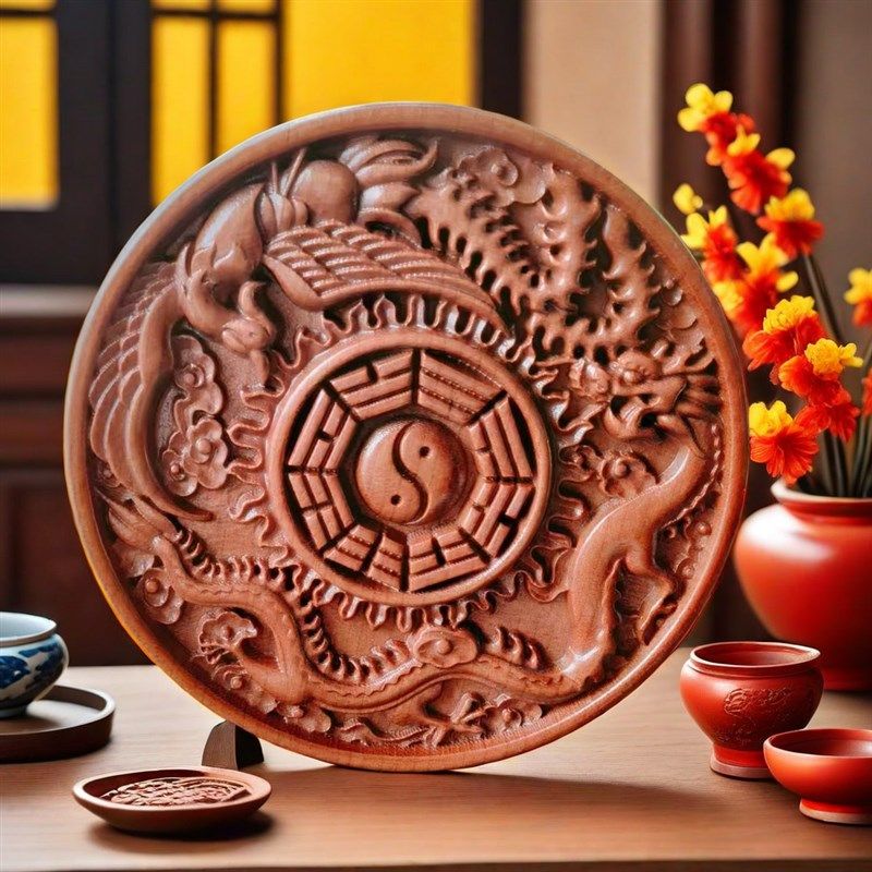 精选新款桃木龙凤八卦镜图木龙凤呈祥挂件木雕新婚馈赠家居装饰潮,家居饰品,装饰摆件,淘宝优惠券,粉丝福利购,淘宝优惠卷