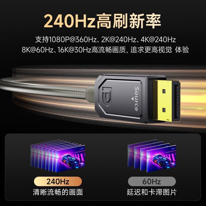 精选开博尔光纤DP线2.1版8K高清4K144显示器240Hz显卡电脑16K连接