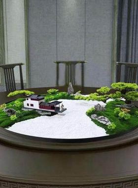 不锈钢圆形花盆防水新中国风餐桌装饰黑色圆盘肉插花景观定制花盒