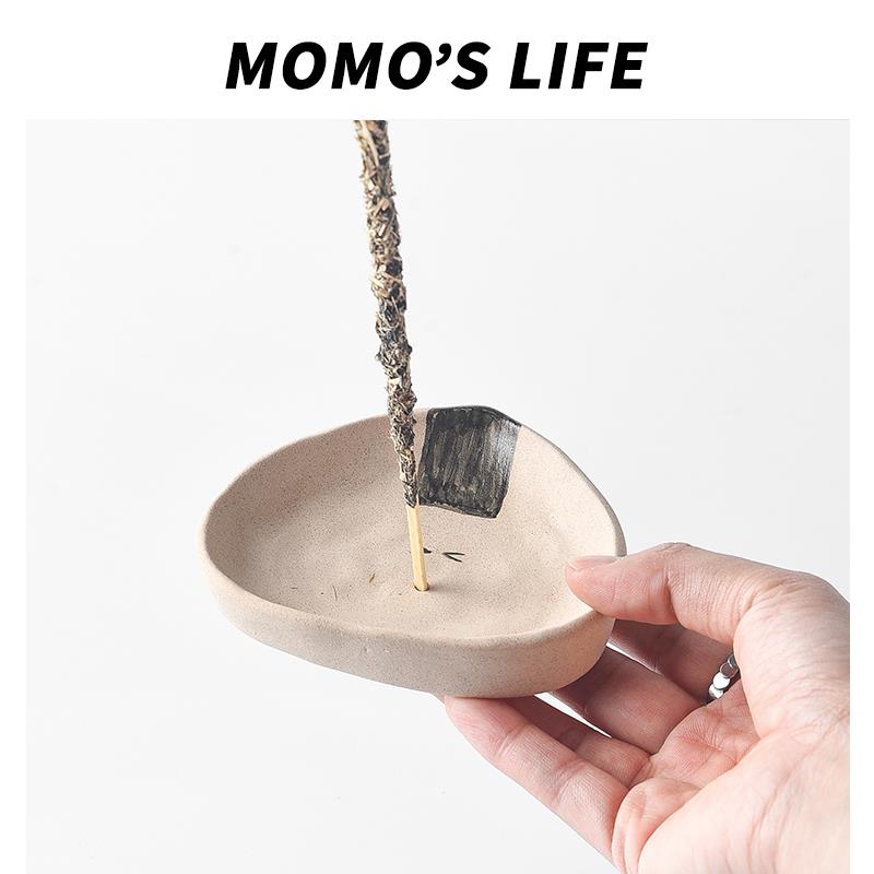 粗陶香插香座香托侘寂风线香底座ins设计师藏香香插艺术香薰摆件