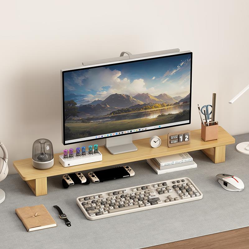 电脑增高架免安装实木台式屏幕萤幕显示器支架桌面收纳托 托架垫