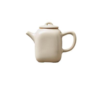 米黄汝窑小号茶壶有方壶功夫茶道茶具泡茶家用泡茶壶球孔过滤开片