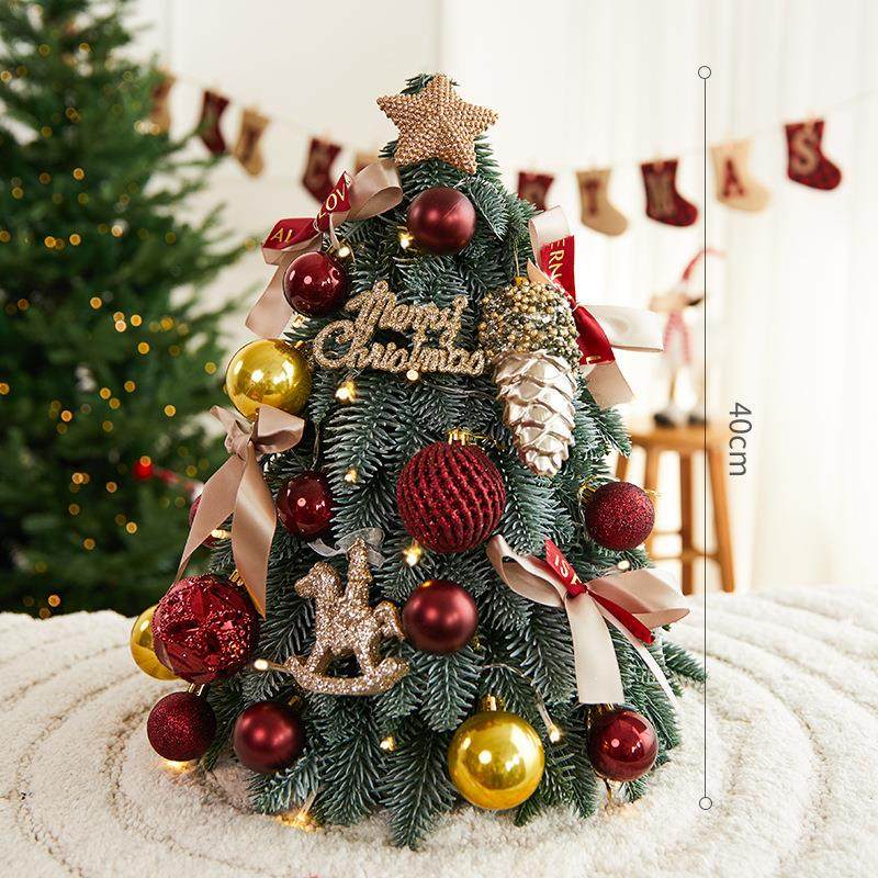 2024新款仿真诺贝松圣诞树套装diy圣诞节桌面小型圣诞树装饰摆件