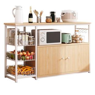 厨房置物架落地调料架多层带柜门分层蔬菜篮子多功能储物柜