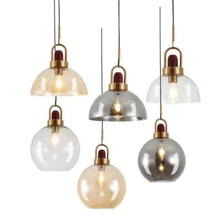 北欧复古玻璃吊灯餐厅吧台店铺装饰餐饮单头轻奢圆球半圆小吊灯具,家装灯饰光源,智能吊灯,淘宝优惠券,粉丝福利购,淘宝优惠卷