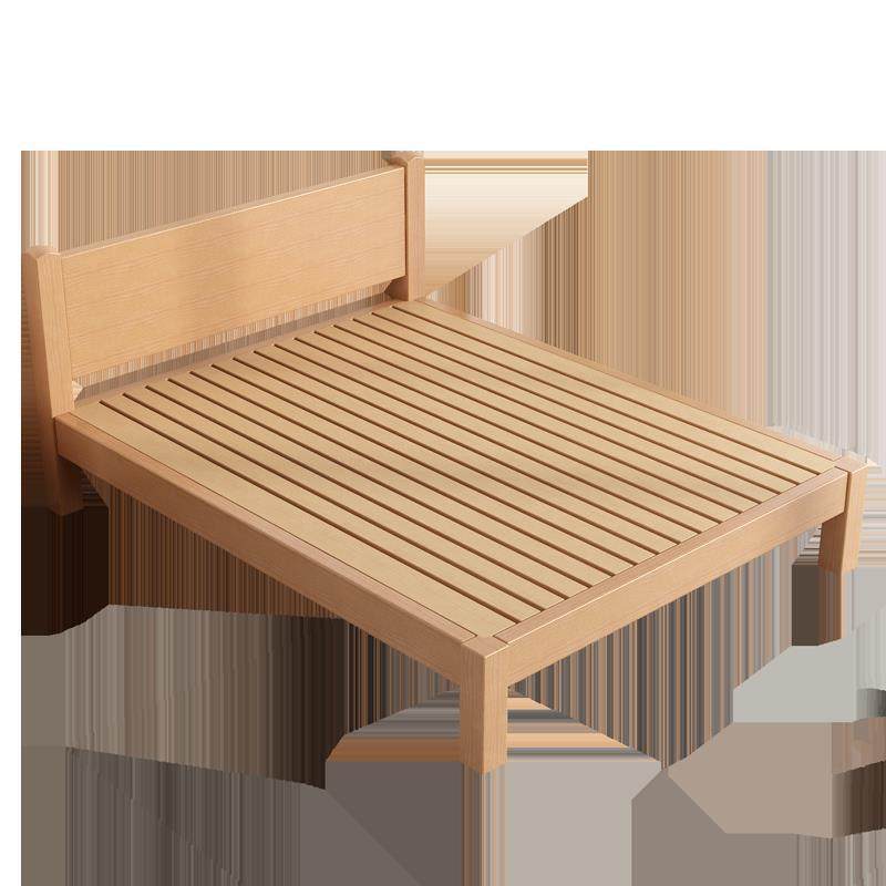 全榉木实木床榻榻米床简约现代无床头床架1米8双人无靠背矮床