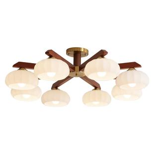 中古胡桃木色客厅灯吊灯日式 创意玻璃北欧书房间卧室灯实木餐厅灯