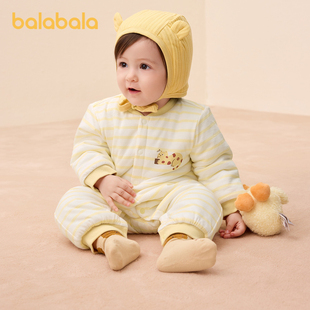 巴拉巴拉婴儿衣服男童连体衣宝宝冬装女童哈衣爬服全棉厚新款童装