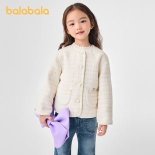 巴拉巴拉童装儿童棉服女童冬季小香风外套时髦洋气小童上衣甜美潮