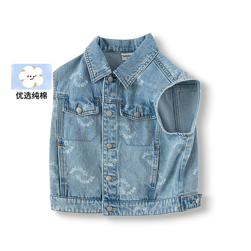 巴拉巴拉儿童马甲男童纯棉牛仔外套小童宝宝马夹背心春装新款童装