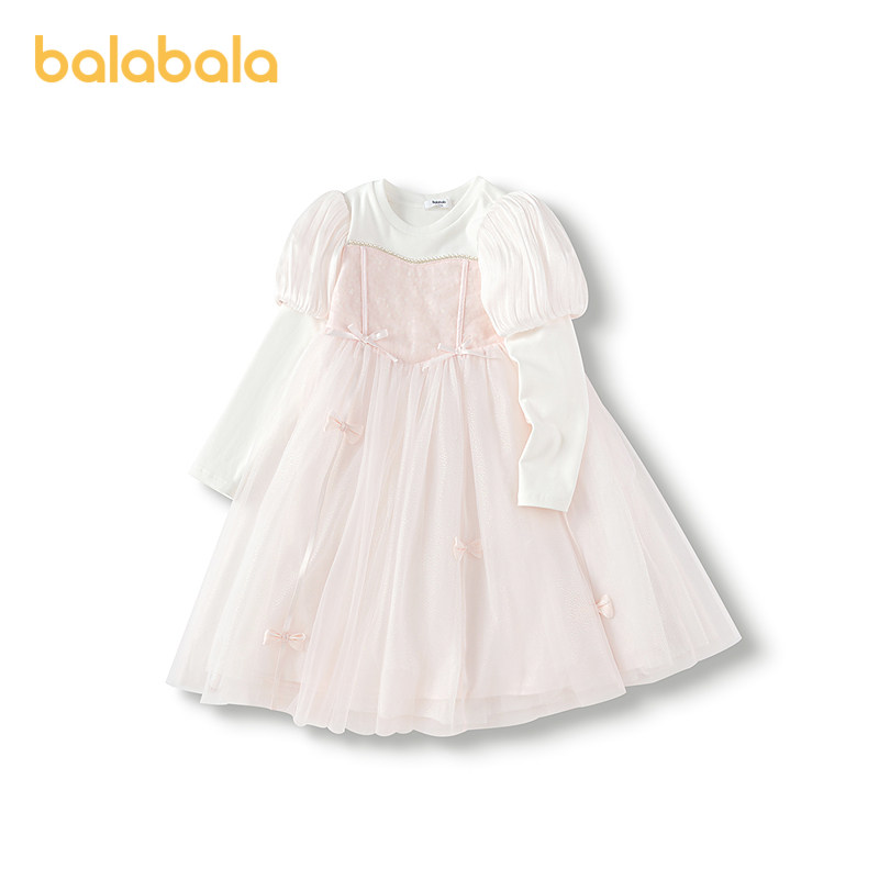 巴拉巴拉童装女童公主裙假两件连衣裙春季网纱裙甜美蝴蝶结洋气,童装/婴儿装/亲子装,连衣裙,淘宝优惠券,粉丝福利购,淘宝优惠卷