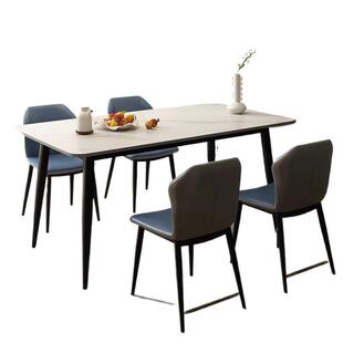 北欧岩板餐桌椅组合ONY小型形家用现代简约轻奢光亮面户长方吃饭