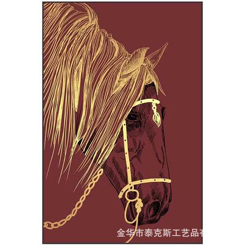 现代轻奢红色烫金骏马挂画玄关过道走廊装饰画客厅大幅高级落地画