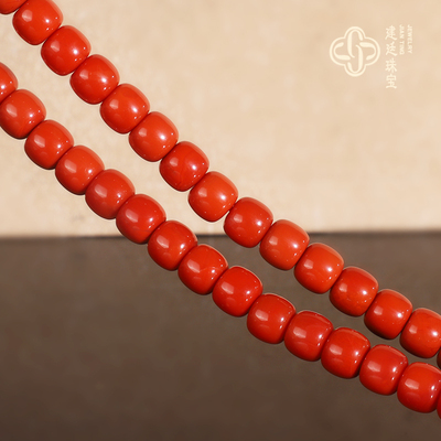 原矿天然瓦西南红老型珠手串6mm4圈 柿子红满肉纯色南红手链项链