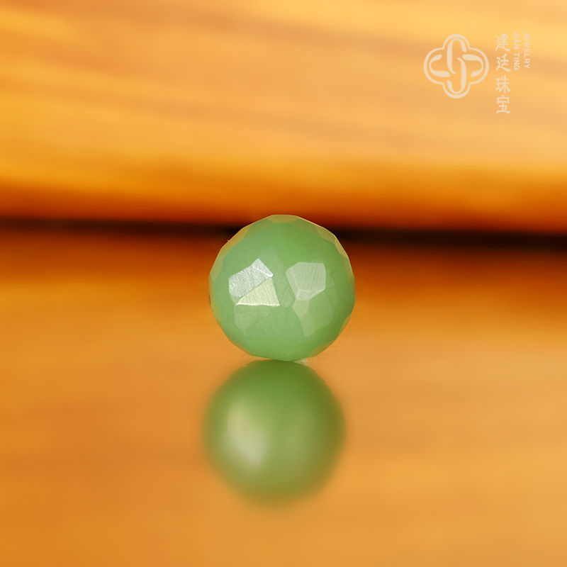 建廷俄料碧玉苹果绿无相珠 11.5mm P18乌兰海和田玉配珠 精工单珠