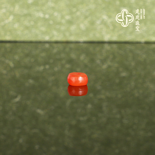 建廷天然原矿南红隔珠无相珠 直径5.5x2.8mm  柿子红精工散珠隔片
