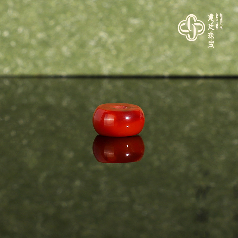 建廷原矿川料南红散珠 直径9x4.7mm 13号  柿子红 配珠隔珠