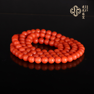 原矿天然保山南红手串7mm4圈108颗佛珠项链 毕业收藏杨柳料手链