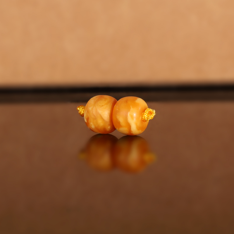 天然俄料老蜡老型散珠DZ40 8.2x6.5mm 云端古董老蜜蜡配珠隔珠