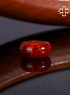 建廷川料南红散珠隔珠 直径13x6mm 火焰纹满色满肉配珠单珠