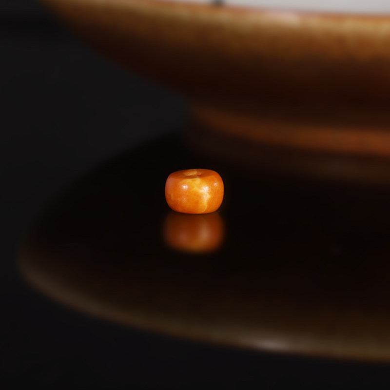 原矿天然老蜡隔珠 直径7.6x5mm 红皮老蜡回流古董蜜蜡配珠散珠