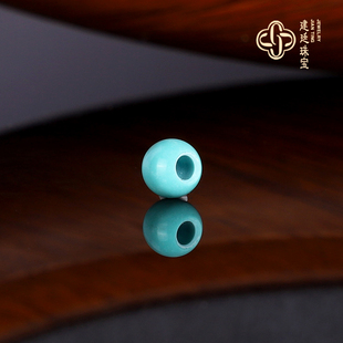 建廷原矿绿松散珠5mm 大孔珠 孔道2mm 湖北高瓷蓝干净隔珠配珠