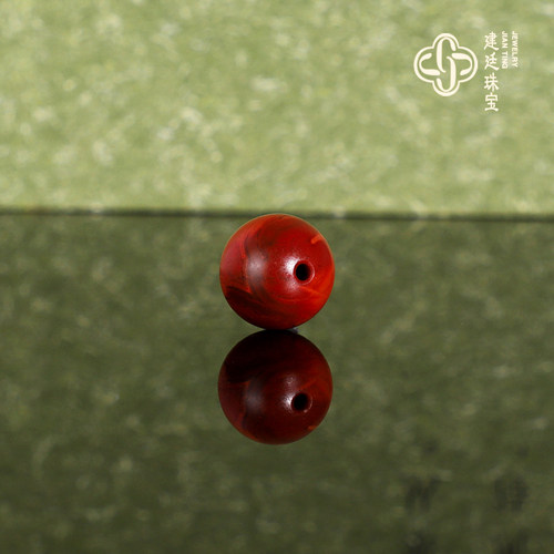 建廷毕业级川料南红散珠8.6mm 铁皮包浆哑光满肉原矿南红单珠配珠