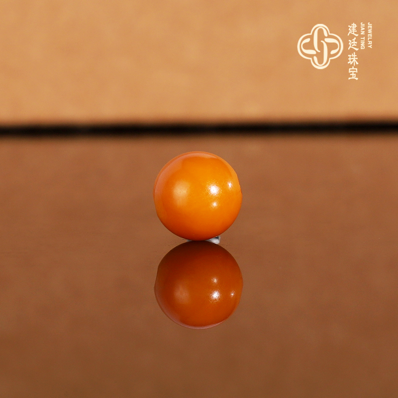 建廷天然俄料老蜜蜡散珠7.8mm 红皮老蜡满蜡妖花古董蜜蜡配珠圆珠