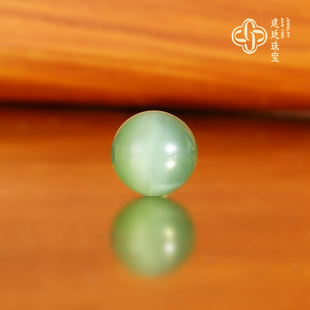 俄料碧玉猫眼散珠隔珠 直径9.7mm 圆珠哑光羊脂玉和田玉配珠40号